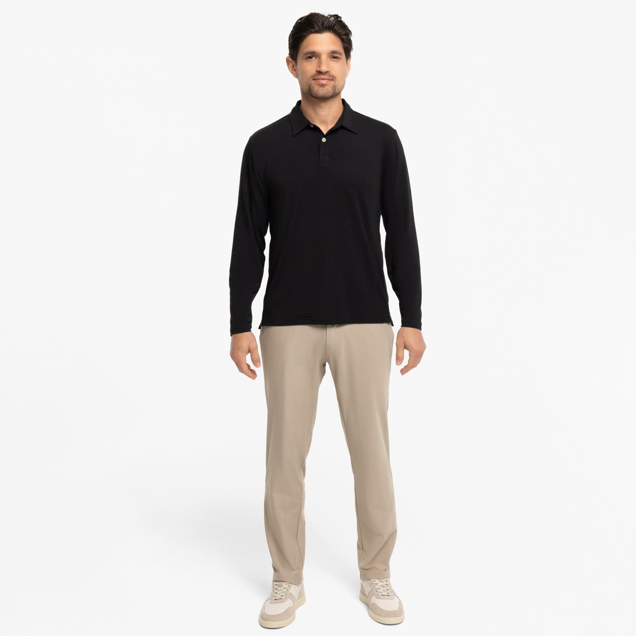 Black Long Sleeve Tech Polo